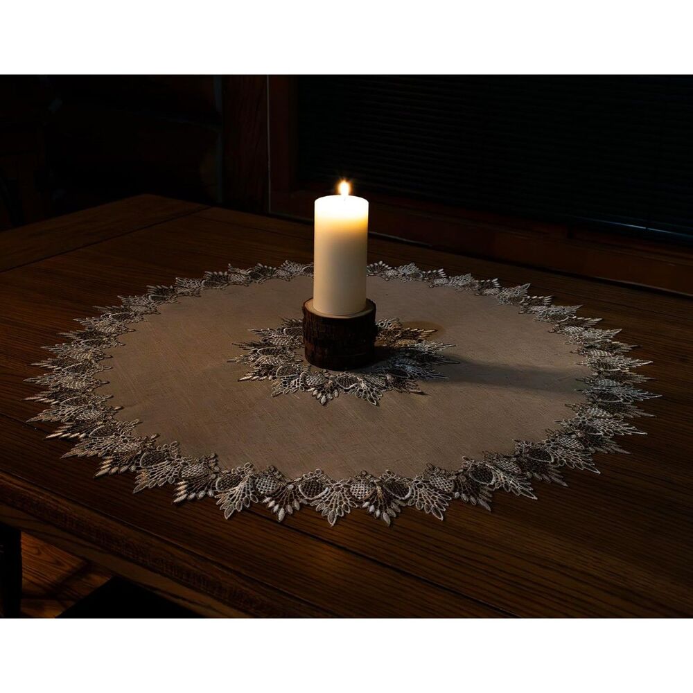 33 Inch Round Lace Table Doily - Picture 4 of 5